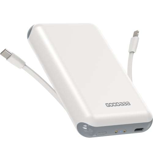 Image of GOODaaa Portable Charger, 10000mAh Power Bank Built in Cables, 3 Outputs 1 Inputs for All Mobile Devices Slim Charging Bank, Small Thin Phone Charger, Airline Approved Travel Slim Compact Battery Pack