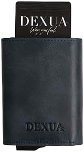 Istanbul Rfid Protected Minimalist Credit Card Holder Slim Unisex Pop Up Aluminium Card Case with Alcantare Coin & Cash Slot Leather Wallet for Men Women Marine Blue