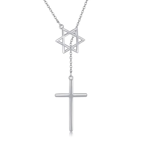 Cross Star of David Necklace Sterling Silver Cross Star David Layered Pendant Necklace Jewish Cross Jewelry for Women