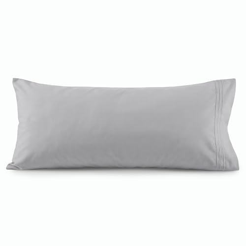 Image of Elegant Comfort Luxury Ultra-Soft 1-Piece Body Pillowcase - 1500 Premium Hotel Quality Microfiber Double Brushed - Wrinkle Resistant, Body Pillowcase Size, Silver