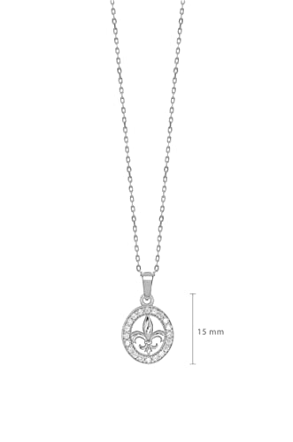 Pendentif fleur de lys argent 925 et zircons blancs, idée cadeau idéal - 2