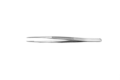 Ideal-Tek 120A.SA.1 General purpose Tweezers, made of Anti-Magnetic Anti-Acid Stainless Steel, line serrated handles, tip characteristic: fine, strong, line OAL: 110 mm