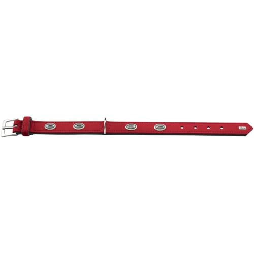 HUNTER SOFTIE STONE Hundehalsband, Kunstleder, mit Applikationen, pflegeleicht, 45 (S-M), rot