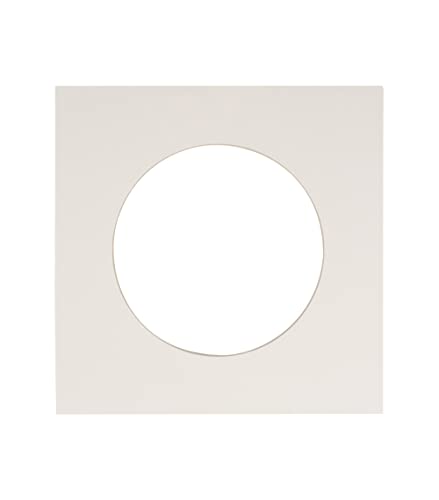 10x10 Mat Bevel Cut for 6x6 Photos - Precut Textured White Circle Shaped Photo Mat Board Opening - Acid Free Matte to Protect Your Pictures - Bevel Cut for Family Photos, Pack of 1 Matboard Show Kit