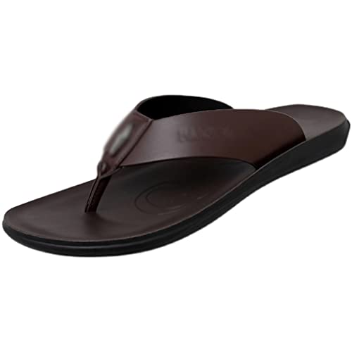 Shoes Men Slippers Leather Beach Slippers Mens Flip Flop Sandals Shoes Male Flip Flops(White-Patch Five-Pointed star4,43 Code)