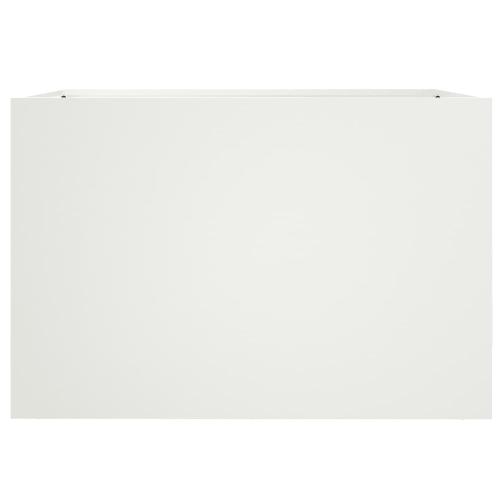 Homogen Macetero blanco de acero laminado en frío, 62 x 40 x 39 cm, jardinera estable para balcón, terraza, jardín, interior y exterior, con orificio de drenaje y material resistente a la intemperie
