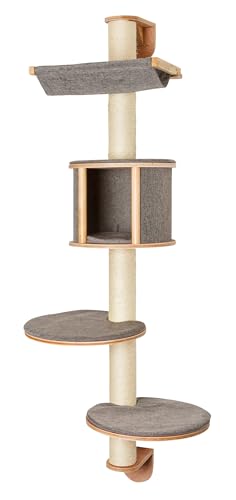 Kerbl Pet Rascador de Pared Dolomit Tofana, Gris, 168cm, Madera, sisal, para Gatos, cojín extraíble y Acolchado
