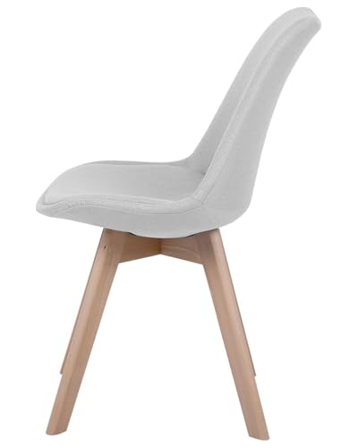 Image of Set of 4 Modern Style Mid Century Modern Dinning Room Cafe Hotel Office Wooden Legs Chair (Full Fabric Light Grey)