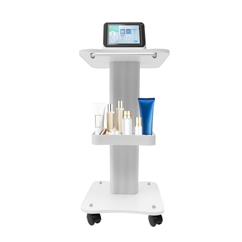 Beauty Salon Trolley Cart,Salon Spa Rolling Trolley Stand 88lbs Capacity, Mobile Cart with Wheel Beauty Instrument Storage Tray,White