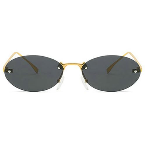 Small Oval Rimless Sunglasses Women Men 2024 Trendy Vintage Frameless Sun Glasses For Ladies Shades UV400