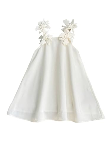 MakeMeChic Girl's 3D Floral A Line Cami Dress Ruffle Sleeveless Summer Mini Dresses