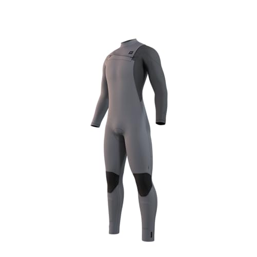 Mystic Watersports - Surf Kitesurf & Windsurfing Mens Marshall 3/2mm Chest Zip Wetsuit - Light Grey - Thermal Warm - Wetsuit Size - MT