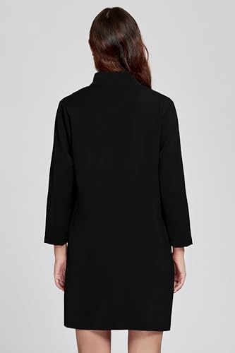 Womens Shift Dress V Neck 3/4 Sleeve Work Dress Retro Elegant Formal Mini Dresses with Pockets3