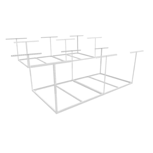 Image of FLEXIMOUNTS 4x8 Overhead Garage Storage Rack, 2 Pack, White