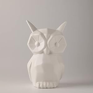 Owl statue for home decor glazed ceramic owl figurine modern bird figurine owl statue for cabinet fireplace mantel living room bedroom ornaments owl gifts for owl lover white  urban country home decor