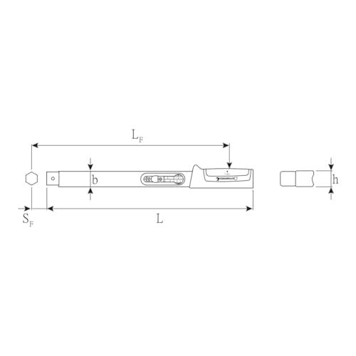 Image of Stahlwille 730 Torque Wrench, Size a /20, 40-200Nm, 14x18mm Insert, 453mm Long, with Mount for Insert Tools, 50584020