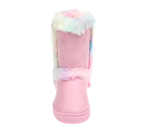 bebe Toddler Girl's Mid-Calf Microsuede Winter Boots with Faux Fur Trim and Sparkly Rhinestone Eyelets (Pink Multi, 8)4