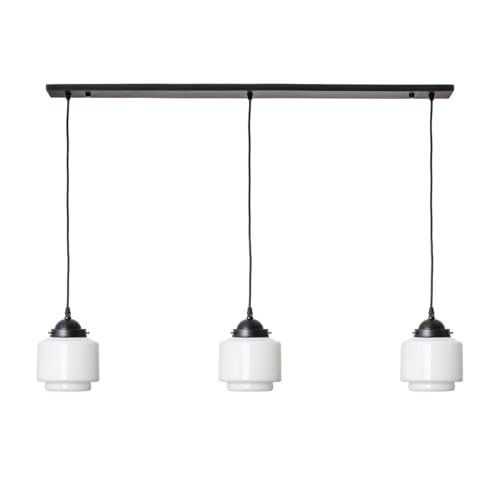 Plafonnier Art Deco 3 lampes Moonlight cylindres en verre pour salon chic