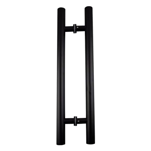 BLUPOWHT ゲートハードウェア マットブラック ステンレススチール ラウンドチューブ ガラス ドアハンドル ホーム オフィス プッシュプル ドア 手すり 引き戸 ハードウェアアクセサリー、6サイズ (サイズ:800x600x38mm)