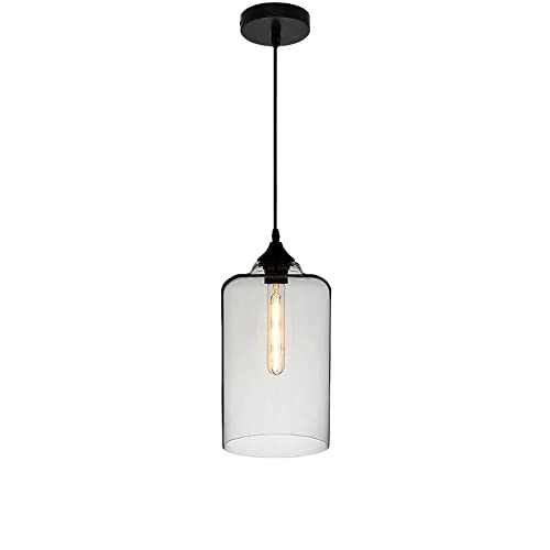 Plafonnier vintage industrie en verre transparent suspension lustre simple pour bar salon