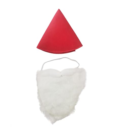 Red Gnome Hat Gnome Costume Accessory Set with Felt Hat and White Beard for Halloween Easter Dwarf Dress Up Kit