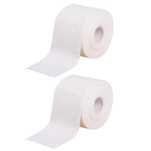 FRCOLOR 1 Juego Toalla De Cara Tapa Limpieza Toalla Facial Suave Almohadillas Toallas Desechables Toallita De Maquillaje Tejido Facial Toallita Desmaquillante Algodón Blanco 2 Rollos