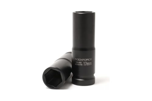 Image of RockForce Deep Impact Socket - 17mm, 1 /2-Inch Drive, Thin-Wall CR-MO Steel - High Torque, Durable Black Oxide Finish for Impact Wrenches - Ideal for Lug Nuts & Tight Spaces