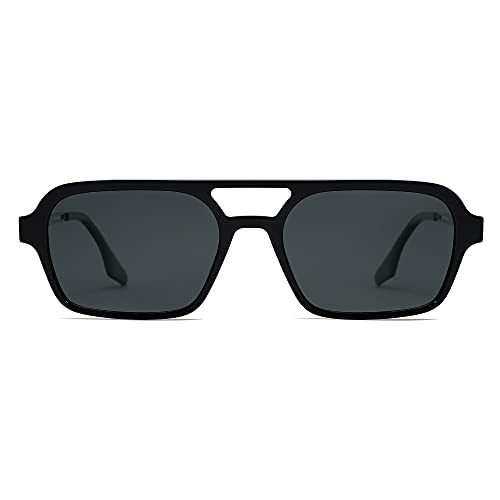 Image of SOJOS Vintage Polarized Aviator Sunglasses for Women Men 70s Retro Flat Narrow Rectangular Womens Glasses SJ2186