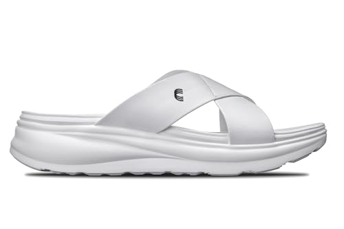 Image of CALTO Men's Invisible Height Increasing Elevator Shoes - White /Matte White Ultra Light-weight Slip-on Comfort Sandals - 2 Inches Taller - X1653 - Size 8 D(M) US