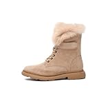 HOUYTYU Botas Mujer Botas Mujeres Calidad Impermeable Invierno Mantenga Tokle Boots Snow Boots Snow Ladies Encaje-Up Cómodas Botas(Grijs,6.5 US)
