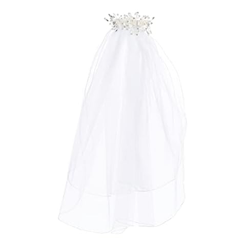 Pink Princess 1st Communion Veil w/Communion Comb - Velo para Primera Comunión - Holy First communion Accessories for Girls Veil White Cover