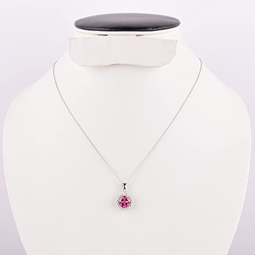 Infinitygemsart Pink & White Topaz Pendant Necklace For Women, Birthstone, Natural Gemstone Brilliant Cut, Dainty Handmade Jewelry, Chakra Energy Crystals, 925 Sterling Silver Chain 20 Inch #TOP6