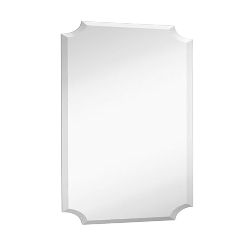 Hamilton hills rectangular 24x36 inch scalloped frameless mirror | 1...