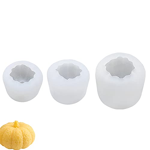 3PCS Moule à Mousse de Citrouille Moule à Gâteau Citrouille 3D Moule en Silicone Citrouille 3D d'Halloween Citrouille Moule en Silicone 3D en Forme De Citrouille en Silicone pour Gâteaux,Savons Cover