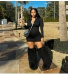YXCFEWD Over the Knee Faux Fur Boots for Women 29 inchs Winter Thigh High Boots Fluffy Furry Snow Boots(Black,12)