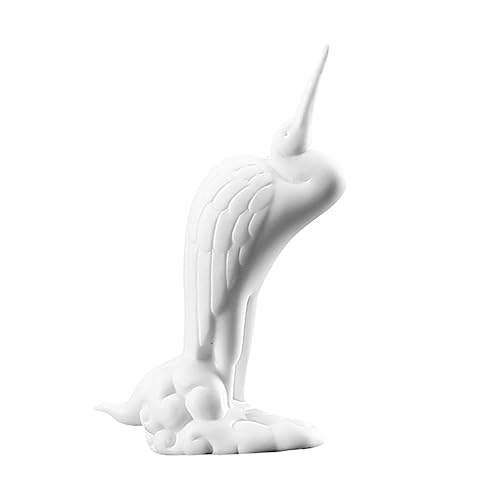 Cabilock 1 Pieza Adornos de Ceramica pequeño decoración de Muebles para el hogar Interior Decoración del hogar Estatua Miniatura estatuillas de grúa estatuilla de Escritorio cerámica Blanco