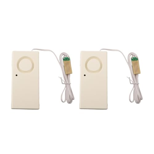 Paquete de 2 detectores de fugas de agua con 9 V de potencia, sensor chapado en oro para detectar agua pura y agua destilada, adecuado para refrigeradores, acuarios, garajes y cocinas