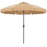 ABCCANOPY 11ft Scalloped Patio Umbrella, Outdoor Table Umbrella with Tilt and Crank, Fiberglass Ribs Deck Umbrella for Patio, Pool, Garden, Picnic (Khaki)