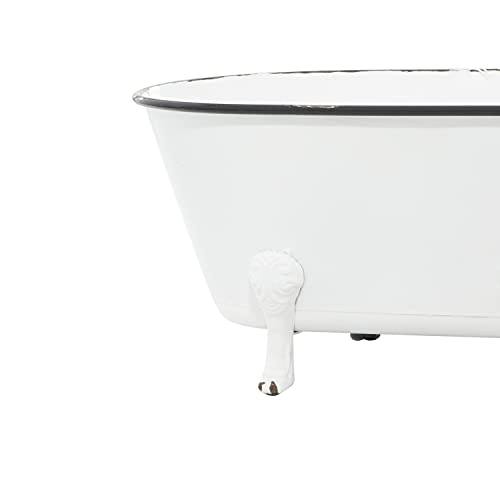 Deco-79-Metal-Indoor-Outdoor-Planter-Bathtub-Small-Planter-Pot-Planter-20-x-11-x-9-White Deco 79 Metal Indoor Outdoor Planter Bathtub Small Planter Pot Planter 20 x 11 x 9 White