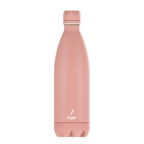 Flair Pastel Pink Double Wall Vacuum Insulated Stainless Steel Flask, 750ml, BIS Certified, Leak-Proof, BPA-Free, Rust-Free, 304 Stainless Steel, 24 Hrs Hot & Cold, School, Gym, Travel Water Bottle