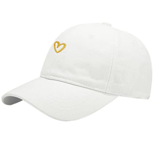 XYIYI Heart White Original Classic Cotton Baseball Cap Adjustable Dad Hat Unconstructed Plain Cap