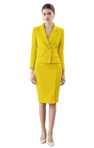 Womens Skirt Suits 2 Piece Blazer Set Tuxedos Business Wedding Workout Outfits