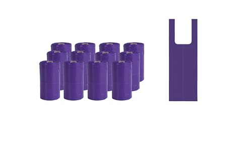 Cwyza Biodegradable Purple T-Shirt Poop Bags with Easy-Tie Handles – Leak-Proof, Extra Thick Waste Bags for Small Dogs & Cats,6 Rolls (90 Count)