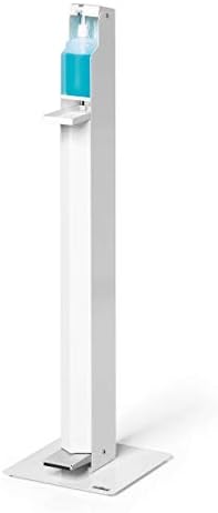 Durable Disinfectant Dispenser Floor Stand with Foot Pedal | Includes Drip Tray | Flexible Adjustment to Bottle Sizes Up-to 500 ml | White image 5
