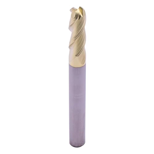 Image of 1 /4 inch 3 Flute Solid Carbide Ball Nose End Mill for Aluminum, ZrN Coated | 37 Helix, 1 /4 inch Cutting Dia, 1 /4 inch Shank Dia, 3 /4 inch Length of Cut, 2-1 /2 inch Overall Length, for Milling Aluminum and Copper