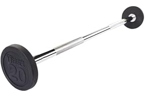 Weighted Bar 20 lbs - Body-Solid Rubber Coated Fixed Weights Straight Barbells