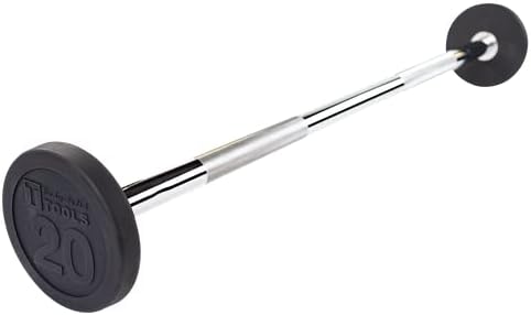 Body-Solid (SBB20) Rubber Coated Fixed Weights Straight Barbell Bar for Weightlifting Exercise Bodybuilding Strength Training, 20lb (Midnight Black)