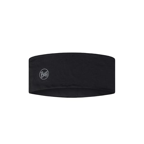 BUFF® | Opaska na głowę LW z wełny merynosów, dla mężczyzn, kobiet, dorosłych, regulacja temperatury, 100% wełna z merynosów, na świeżym powietrzu, trwała, lekka, wygodna, jeden rozmiar, czarna