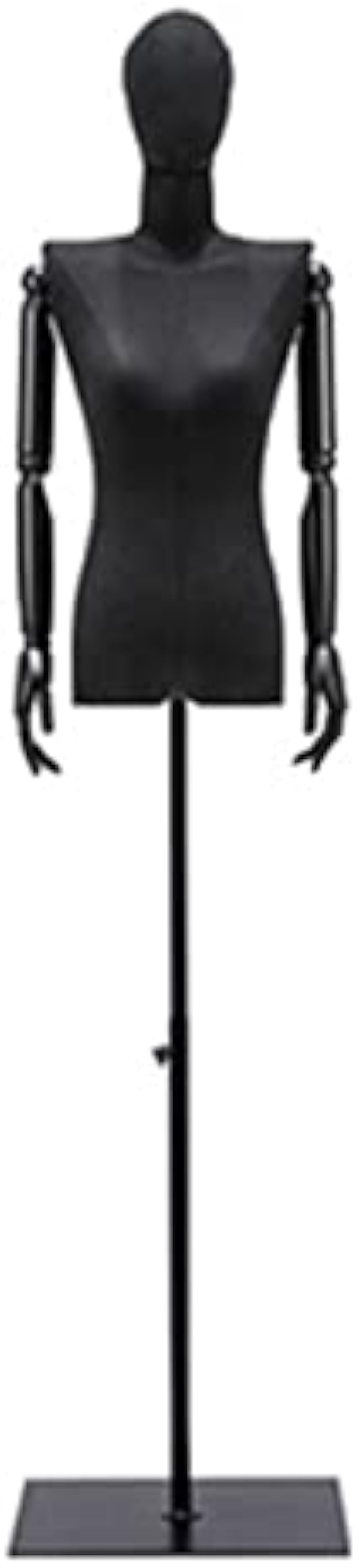 Female Dress Form Mannequin Torso, Adjustable Height 47-78 inch, Manikin Body Model with Rectangle Metal Base, Detachable Arms & Head, for Clothing Dress Jewelry Display Sewing (Rectangular, Black)