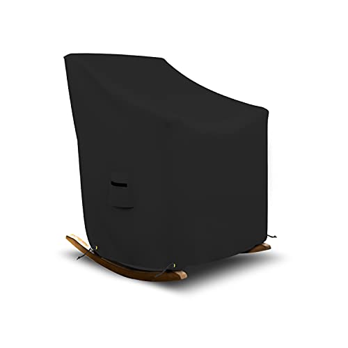 Rocking Chair Cover 18 Oz Waterproof - 100% Weather Resistant PVC Coated Patio Furniture Cover with Air Pockets & Drawstring for Snug Fit (39